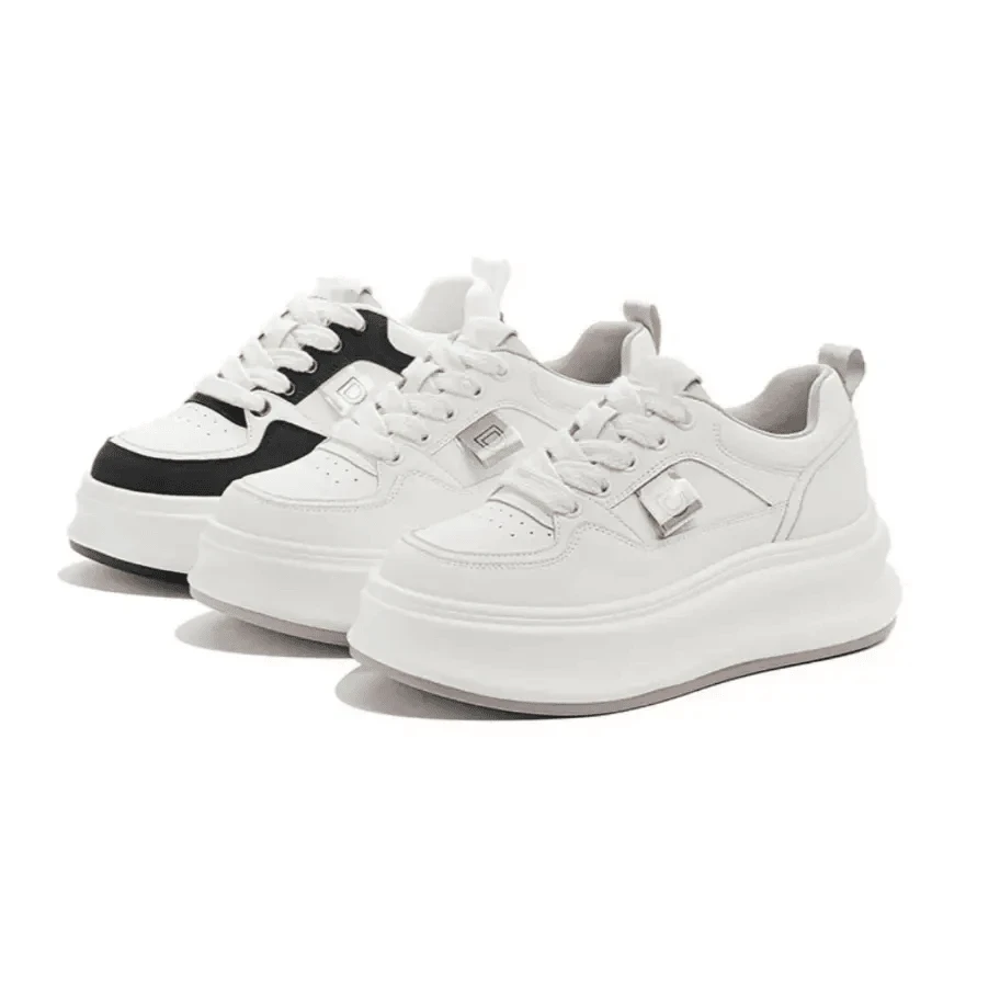 2024新款时尚百搭ins低帮厚底小白鞋女鞋潮流系带秋季休闲鞋