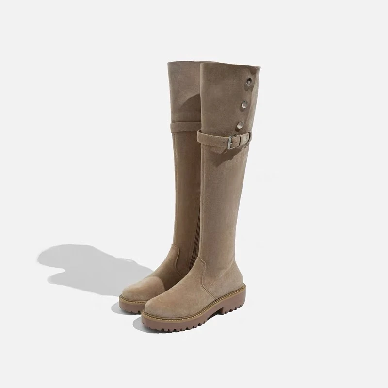 高跟过膝靴女厚底靴子显瘦加宽长靴2024新款秋冬长筒高筒靴弹力靴