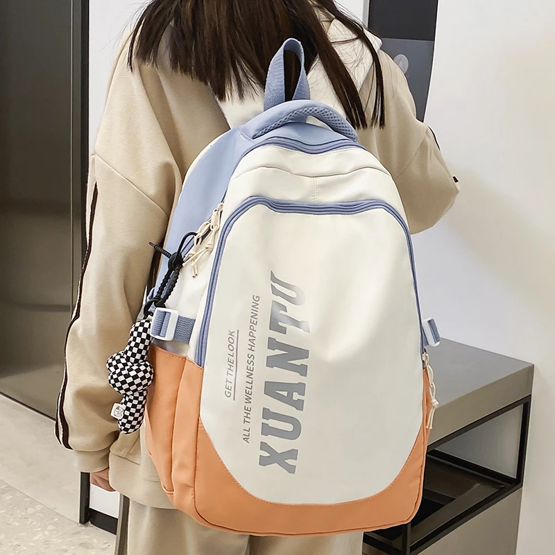 书包女生大学生字母男款高中学生初中生高颜值小学生双肩背包652