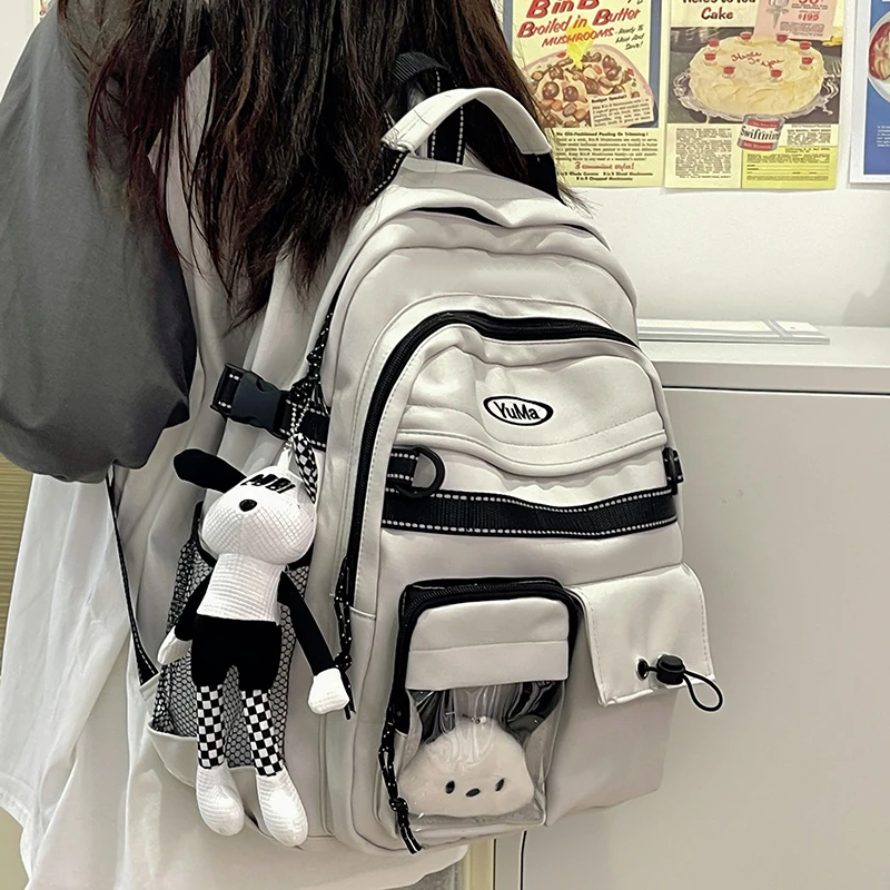 书包推荐初中生女生大学生百搭高中生小学生撞色背包双肩包包703