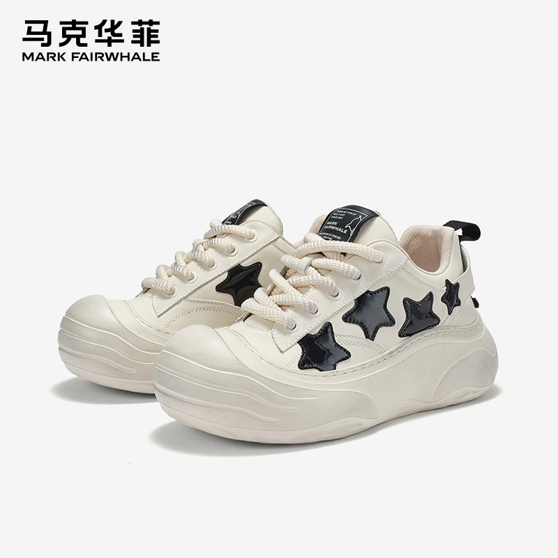 马克华菲板鞋男款秋季透气星星情侣鞋高档潮牌厚底增高男士休闲鞋
