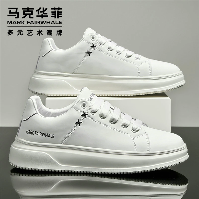 马克华菲男鞋厚底增高小白鞋2025新款秋季透气男士板鞋百搭休闲鞋