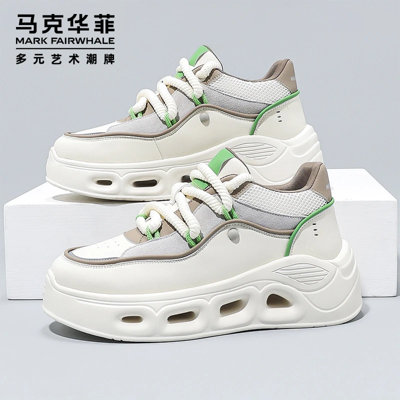 马克华菲男鞋2025新款时尚增高板鞋小众面包老爹鞋男士休闲潮鞋子