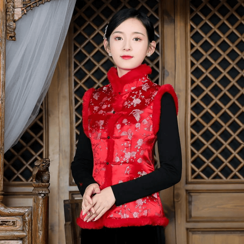 过年唐装女装中式旗袍小袄中国风冬季汉服红色上衣复古盘扣小袄