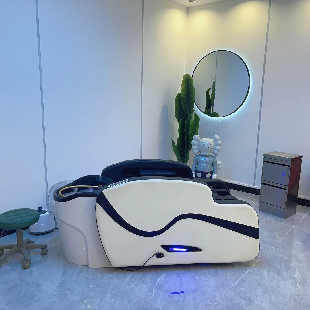 智能电动按摩洗头床理发店专用美发全自动水循环熏蒸头疗养发馆床