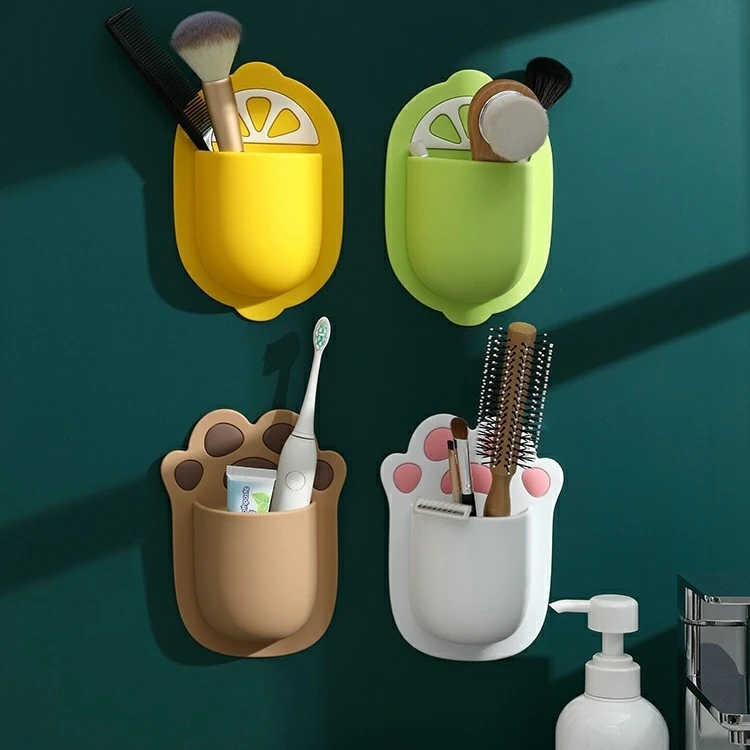 网红猫爪硅胶置物架浴室卫生间壁挂放牙刷牙膏放梳子免打孔收纳筒