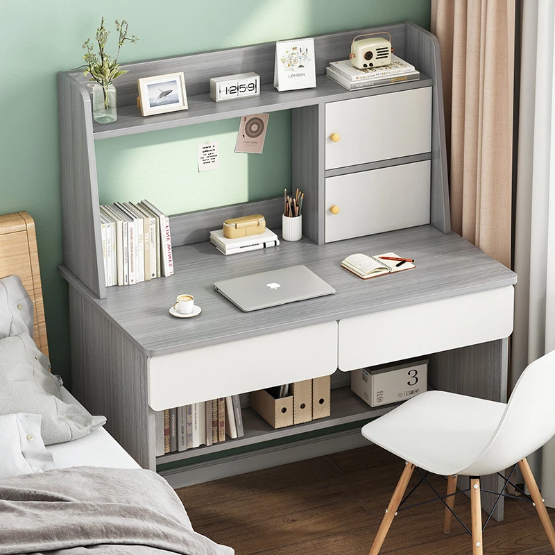 书桌书架一体家用卧室简约学生学习写字桌办公室桌子宿舍电脑桌