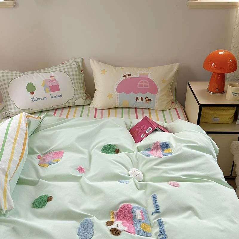 纺臣【树屋】软萌可爱风四季款纯棉被套四件套全棉三件套床上用品