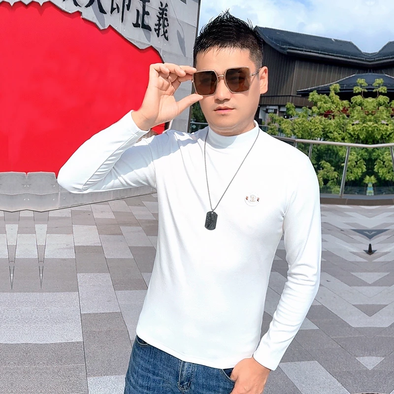 内搭打底衫男士秋冬季高级感T恤打底衣潮流时尚百搭修身长袖T恤男