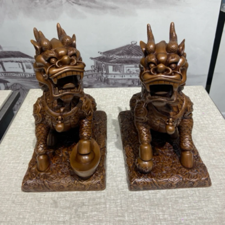 紫铜材质 瑞兽麒麟 摆件 古法手工打造 錾刻 瑞兽 麒麟 纯铜