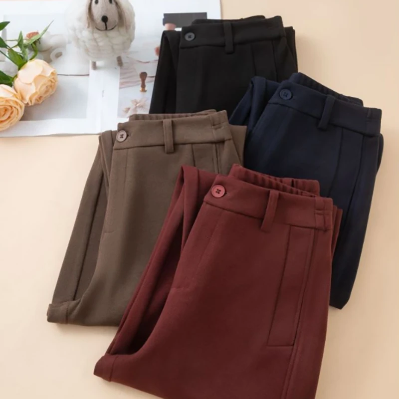 【生态羊毛】黑针秋冬季时尚百搭高腰舒适休闲长裤镰刀裤-8851