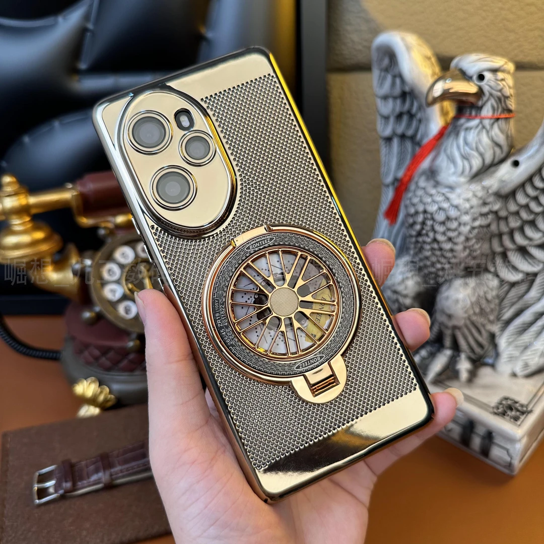 适用荣耀100Pro【解压支架+自带镜头膜】电镀高清镜头膜散热防摔壳