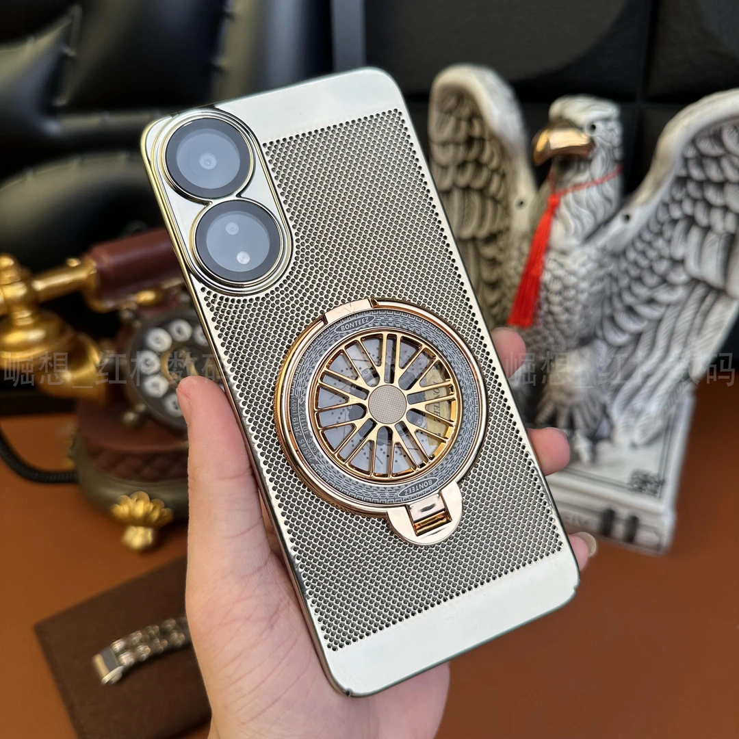 【解压支架+自带镜头膜】适用OPPOA58电镀散热防摔支架全包壳