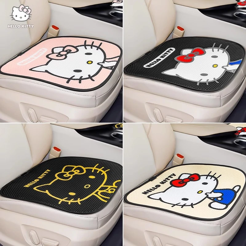 kitty汽车坐垫单片四季通用女神款可爱卡通三件套夏季后排座垫子