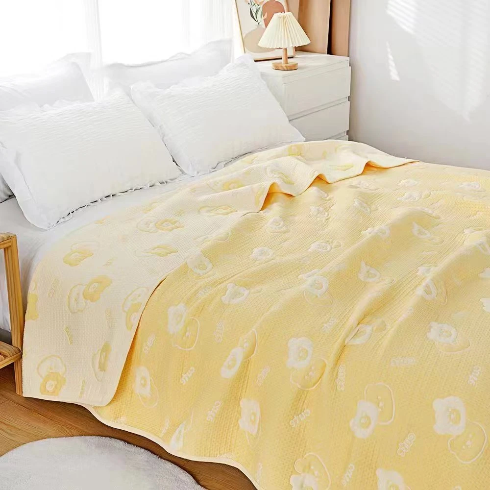 220*230韩国毯纯棉A类亲肤透气吸汗韩国有氧皱布解压毯