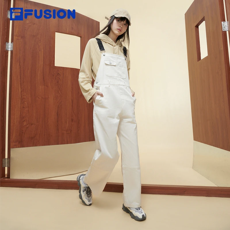 FILA FUSION时尚潮流减龄女新款休闲裤百搭梭织背带裤T11W413301F