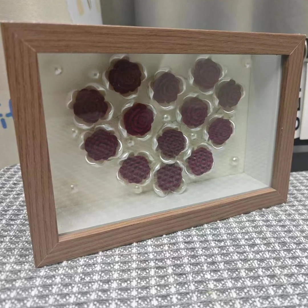 七夕情人节手工相框珍珠玫瑰花相框摆件送情侣闺蜜女朋友礼物