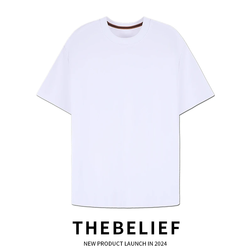 8816夏季莫代尔凉感透气男士短袖白色男纯色圆领宽松基础内搭上衣