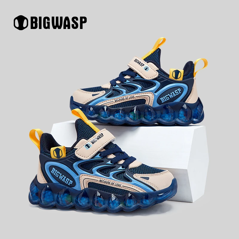 大黄蜂童鞋2025春季新款儿童中大童双网男童气垫透气休闲运动鞋子