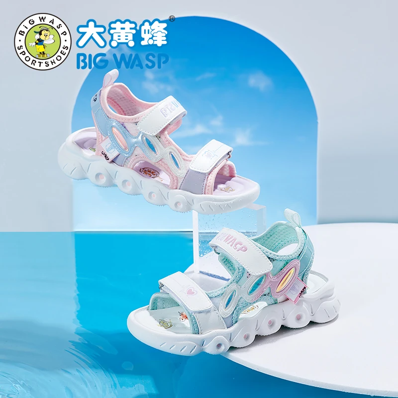 大黄蜂童鞋儿童凉鞋2025新款夏季小女孩运动中大童沙滩软底女童鞋