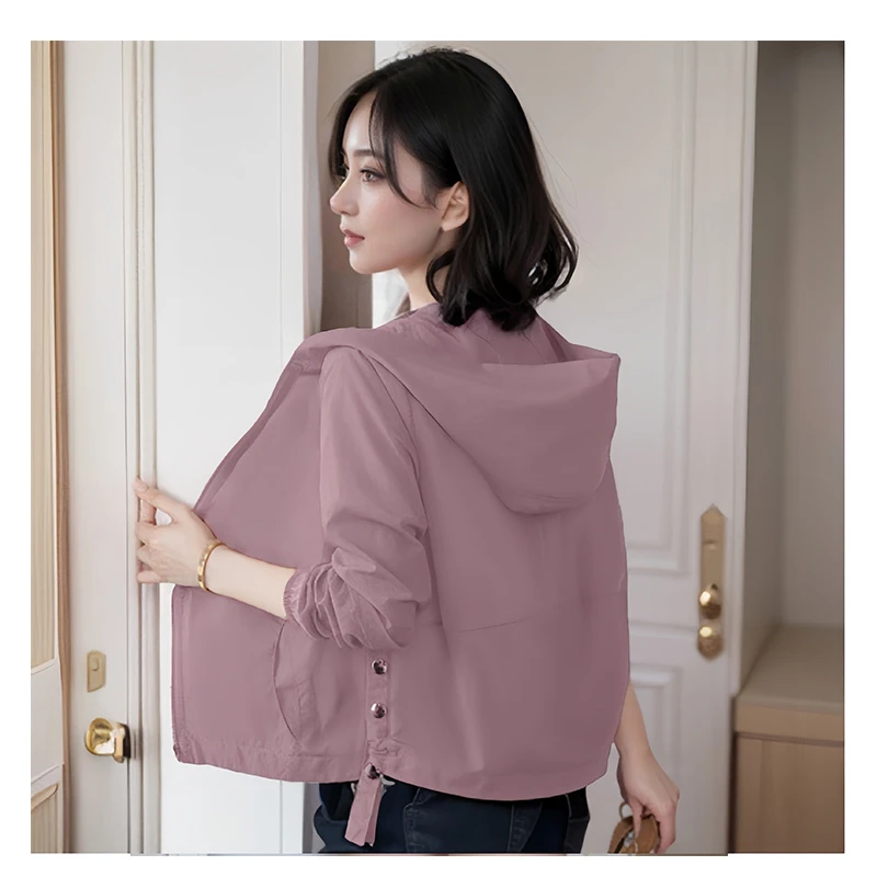 上衣女外套防晒衣女2024夏季气质修身型百搭防紫外线连帽长袖外套