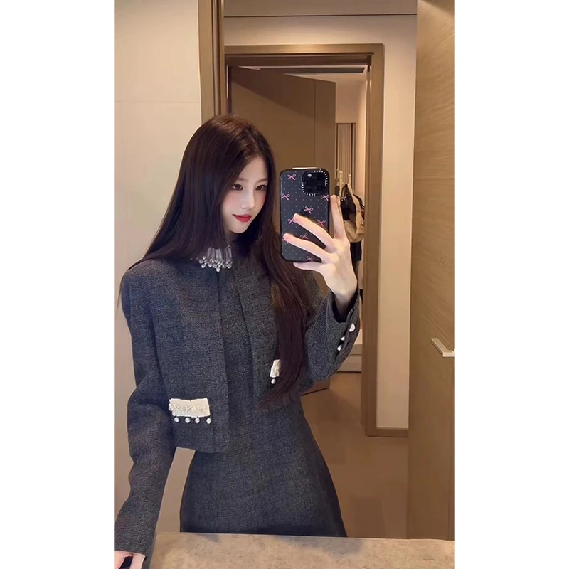 秋季千金风富家千金感穿搭小香风外套连衣裙套装高级感两件套春秋