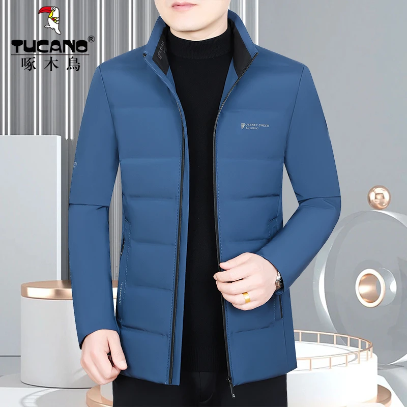 啄木鸟男士新款立领轻薄棉袄保暖冬季新款商务高档加厚男装外套