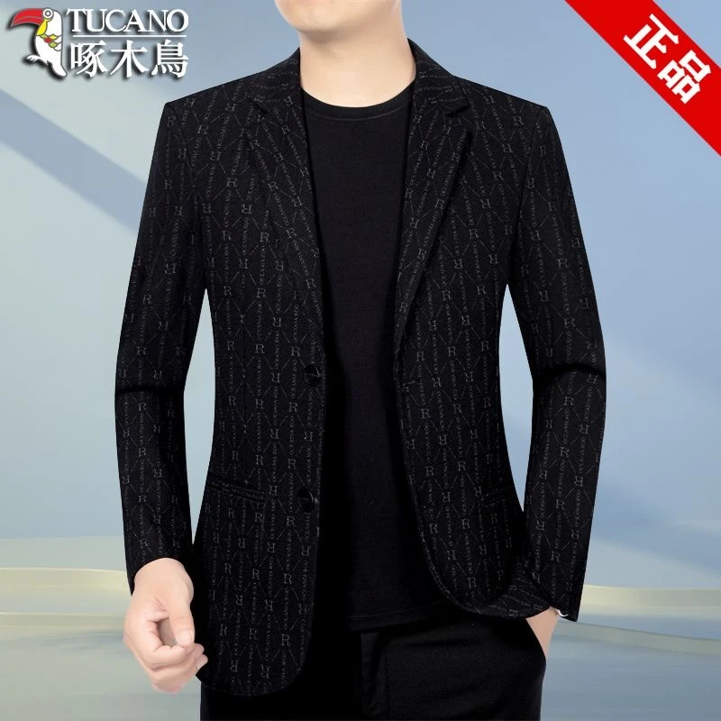 啄木鸟男士春秋季商务西服高档男装西装领外套上衣潮流潮时尚男装