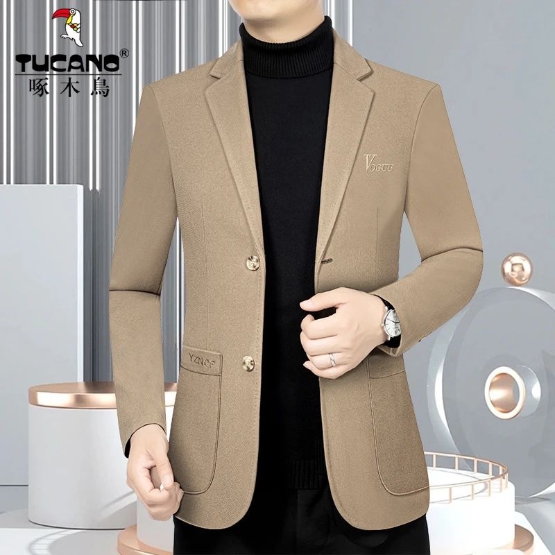 啄木鸟高档新款西装外套男士商务春秋季小西服男装外套上衣潮流男