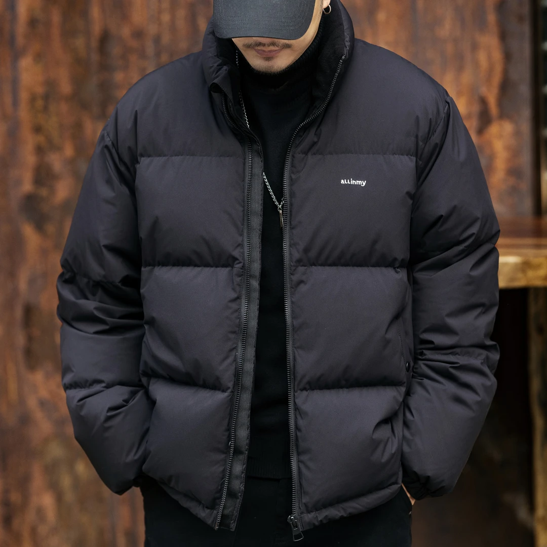 高端美式黑色立领短款男士羽绒服2025秋冬新款加厚保暖面包服外套