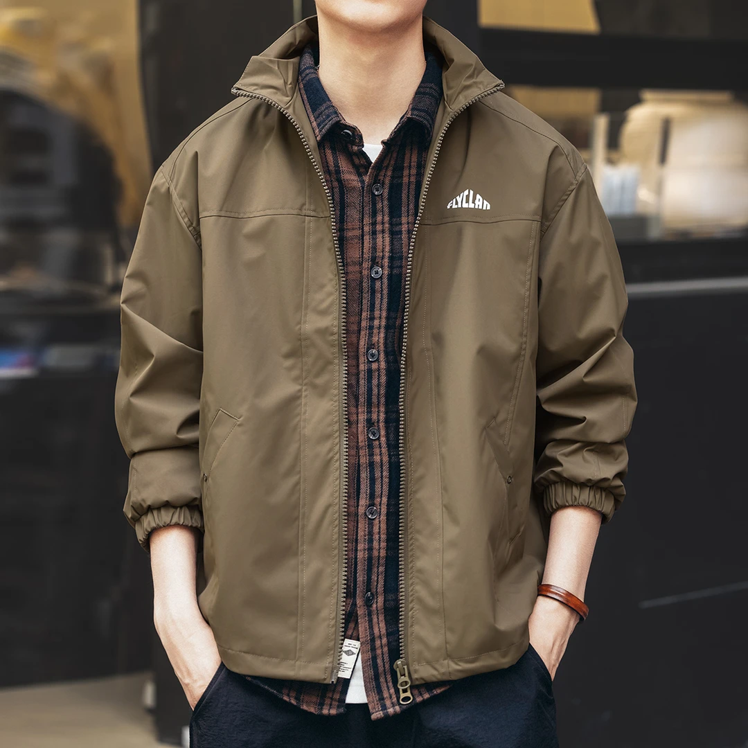 格蓝鹿美式复古户外休闲工装夹克男春秋新款潮牌防风冲锋衣外套男