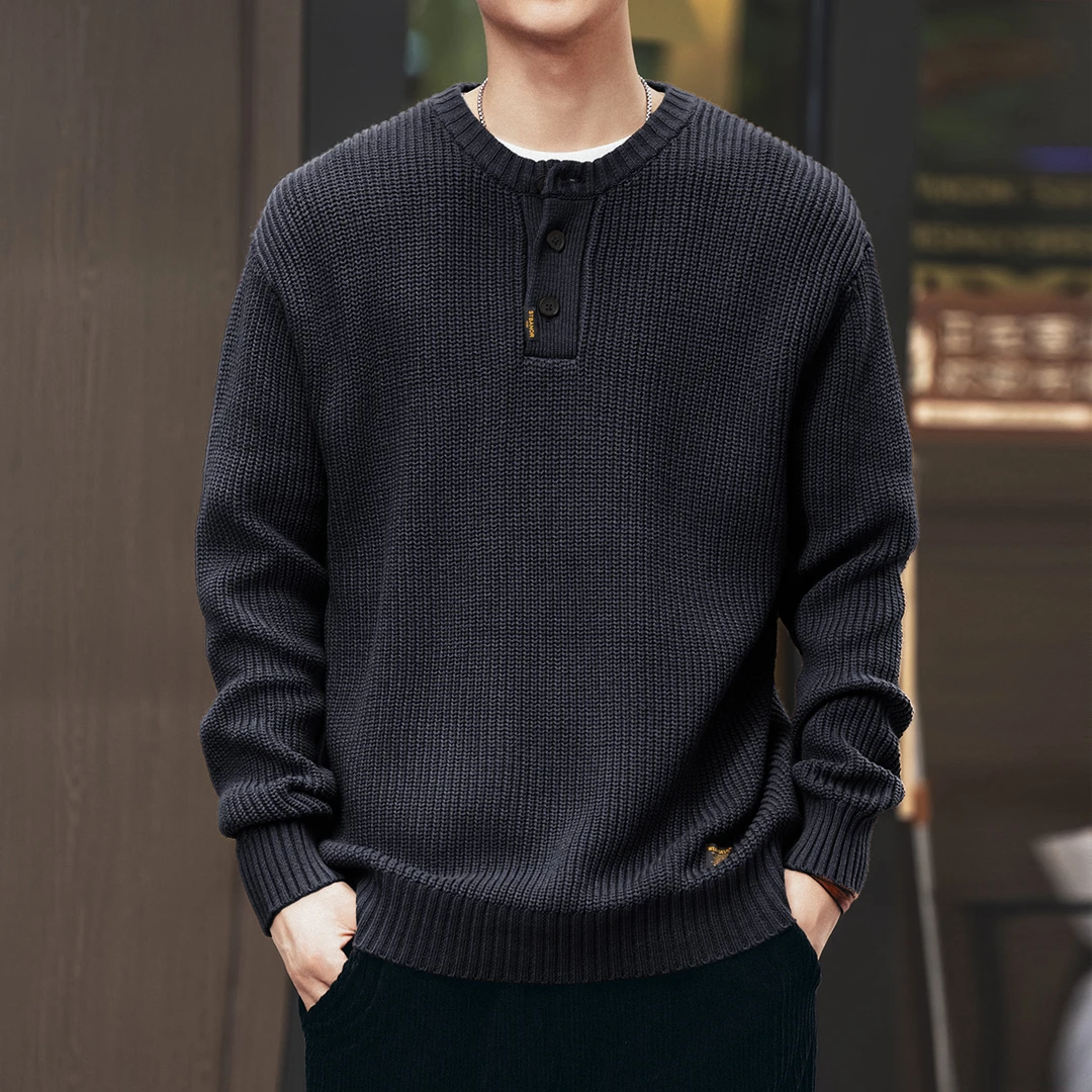 格蓝鹿高端复古针织衫男士2025秋季潮牌宽松慵懒风休闲痞帅毛衣男