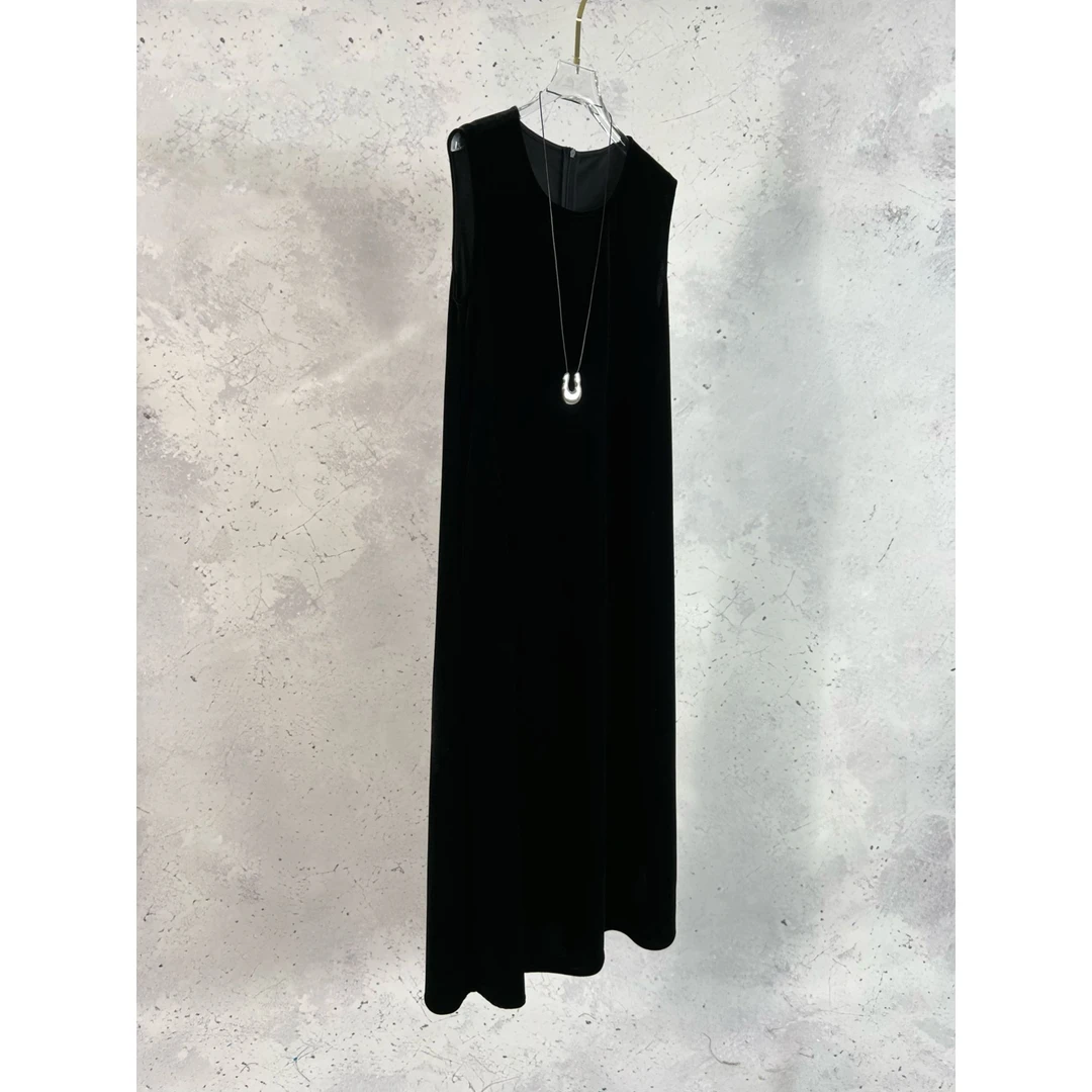 【LLJR】秋冬新款高雅气质丝绒连衣裙D956