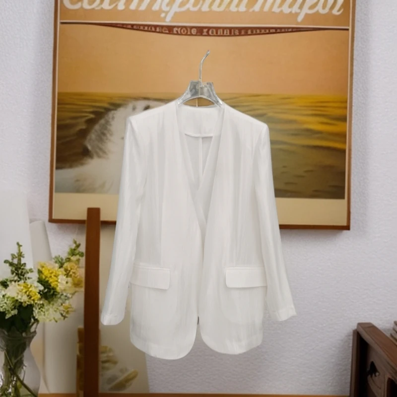 【乌啦啦】高级休闲时尚百搭复古宽松气质轻薄纯色女装230525