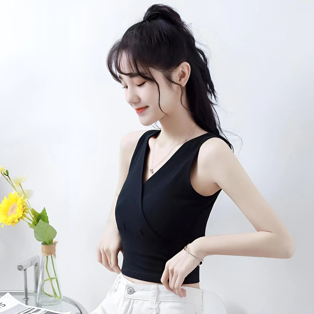 2024夏季新款短款交叉背心吊带女内搭外穿设计感小众打底上衣百搭