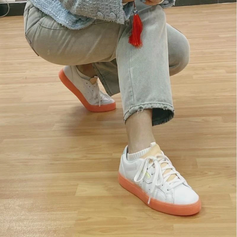 adidas originals Sleek 耐磨 透气 低帮 板鞋 女款 白珊瑚粉