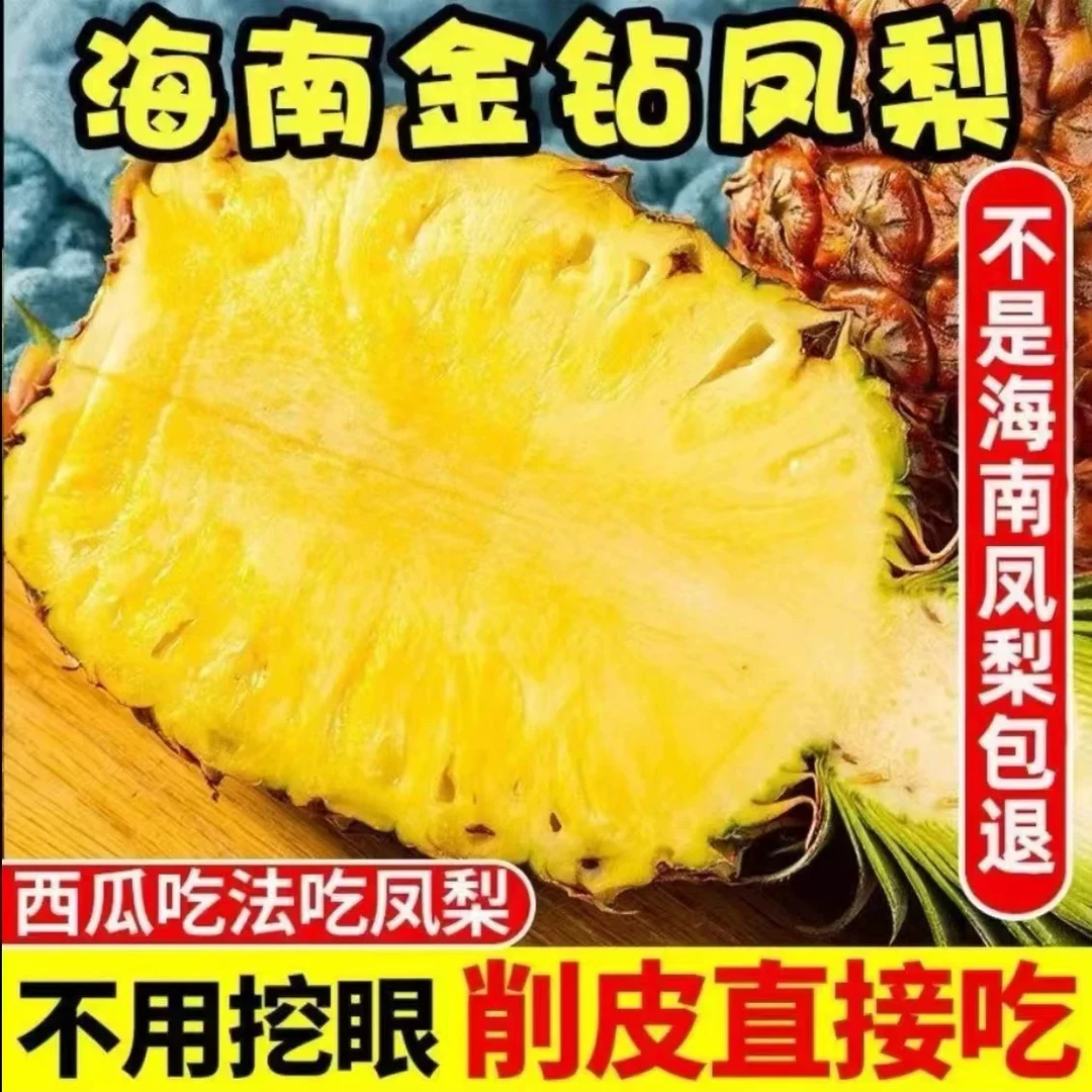 海南金钻凤梨自然熟香甜脆爽热带水果原产地直发正宗海南金钻凤梨