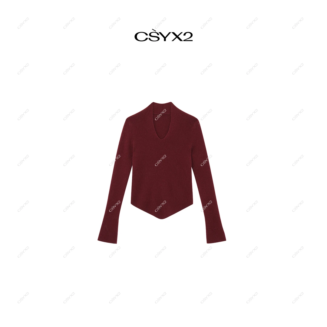 CsyX2-2024A/W 秋冬 喇叭袖修身百搭V领长袖针织衫CA4DM121