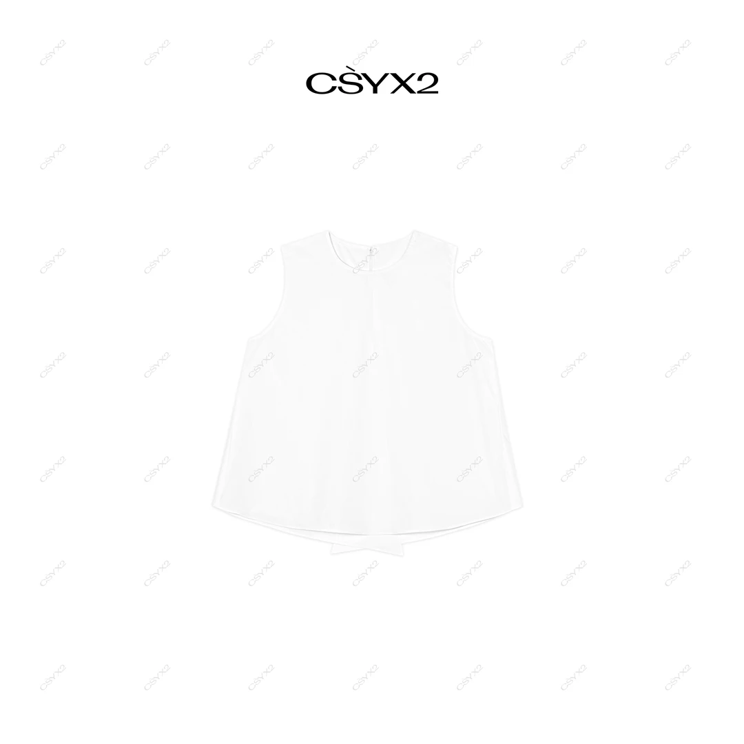CsyX2-2025S/S无袖休闲白色马甲背心S10998