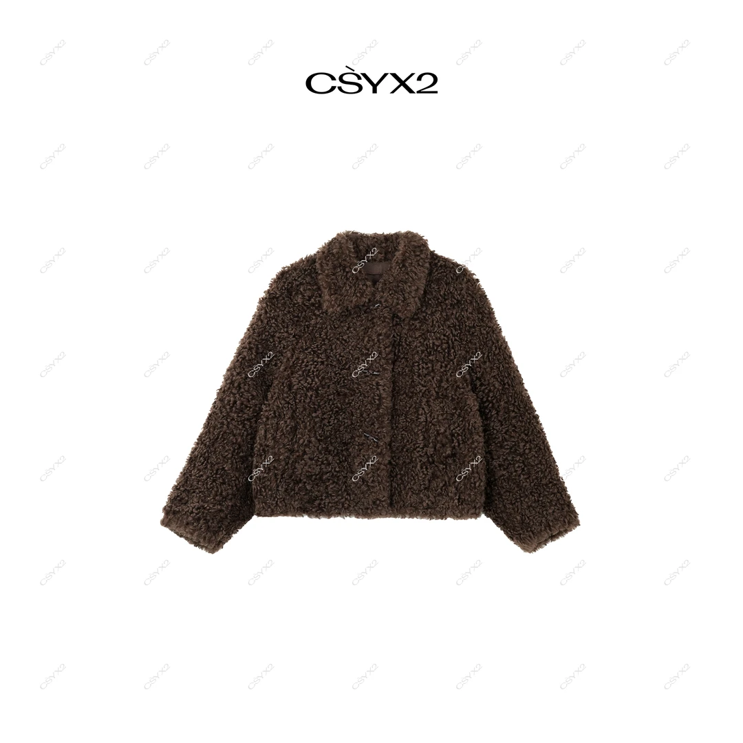 CsyX2-2025A/W 秋冬新品 羊羔绒牛角扣气质翻领外套CA4DP008