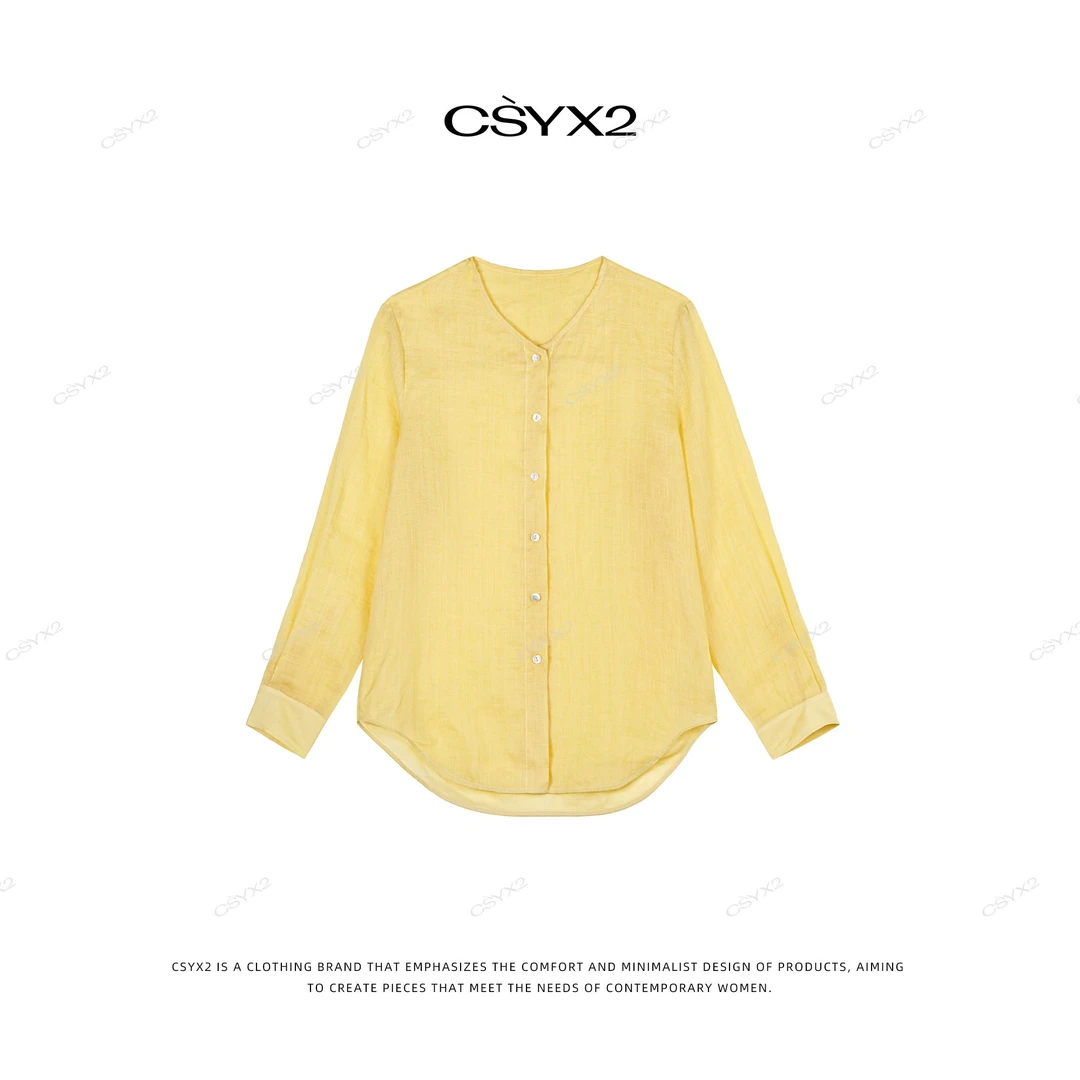 CsyX2-2025S/S夏季新款纯色排扣苎麻衬衣S10971