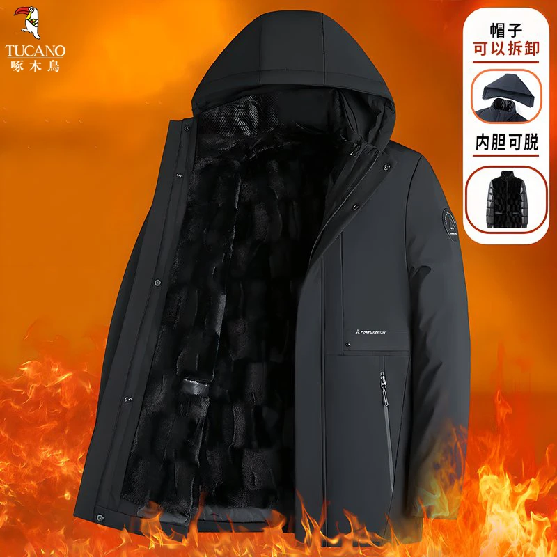 【可拆卸内胆】冬季加绒加厚新款保暖休闲加厚棉服中老年男士外套