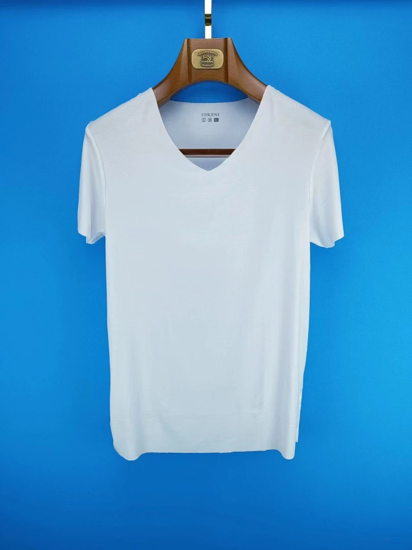 迪柯*男士白色百搭休闲短袖T恤丝滑舒适有弹力