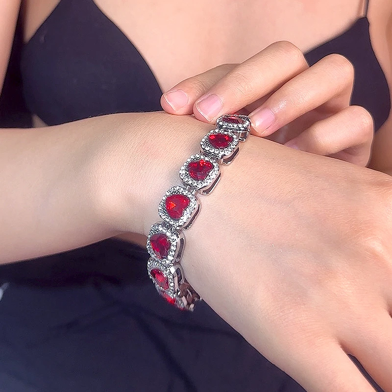 合金手链 嘻哈热卖12mm合金古巴链镶钻手链情侣嘻哈风欧美饰品潮