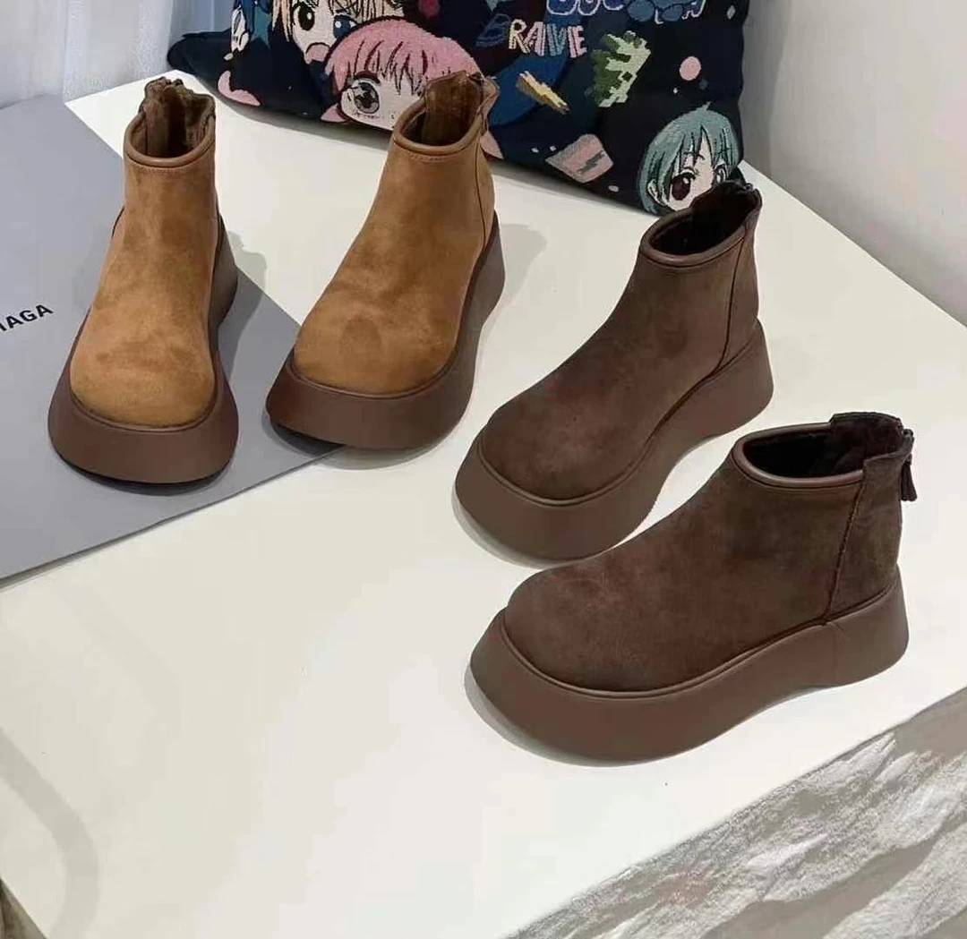 【余子艳实体鞋店】韩系复古风格简约时尚潮流百搭厚底勃肯鞋