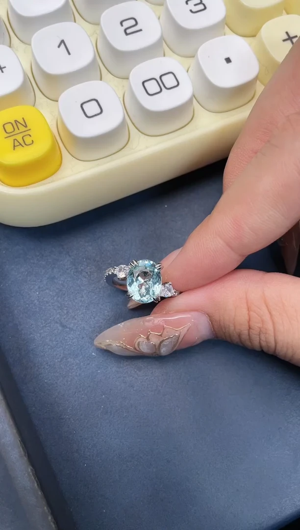 【闪购商品】海蓝宝石戒指银S925镶嵌3ct