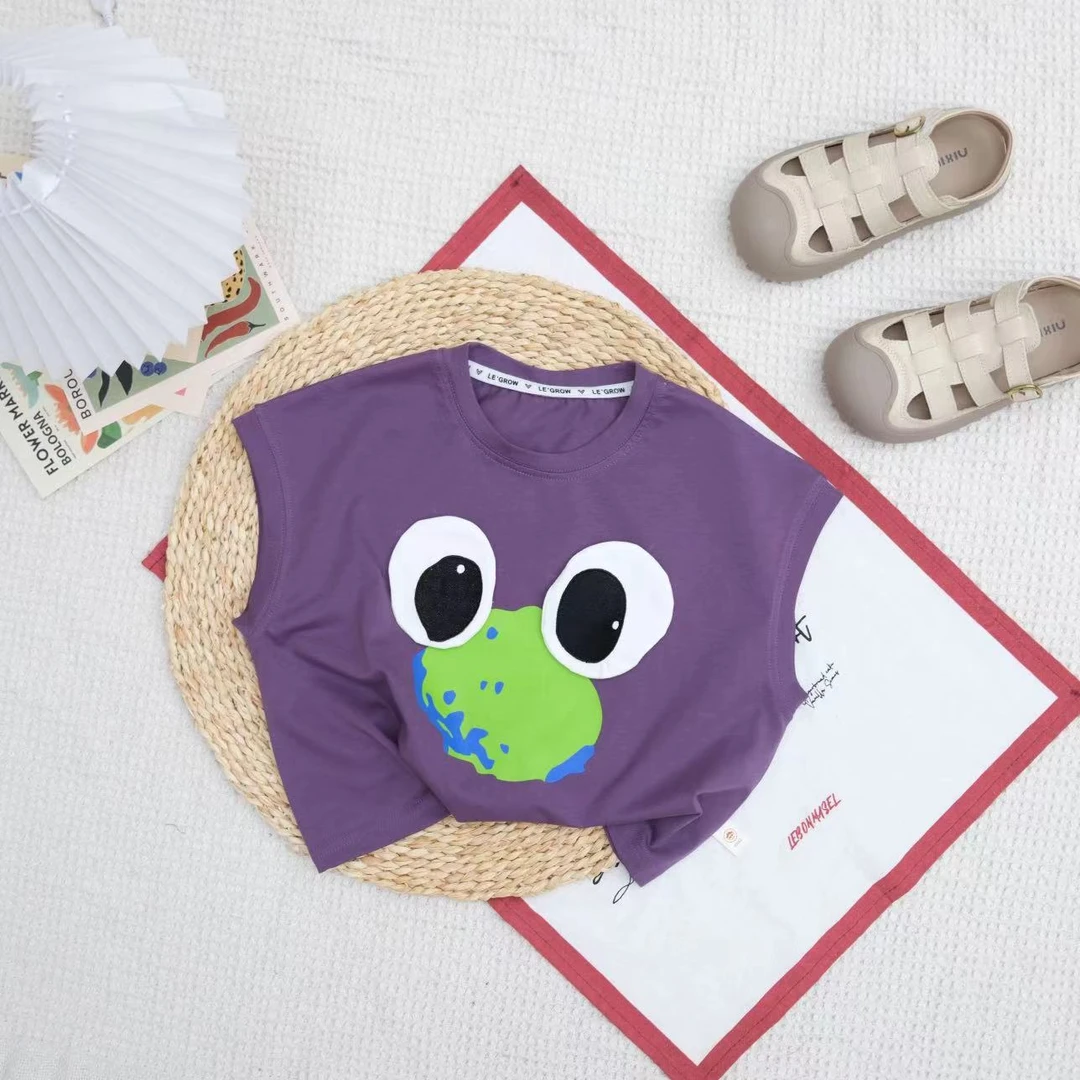 HZT夏季男宝韩版卡通大眼青蛙无袖背心H-1168