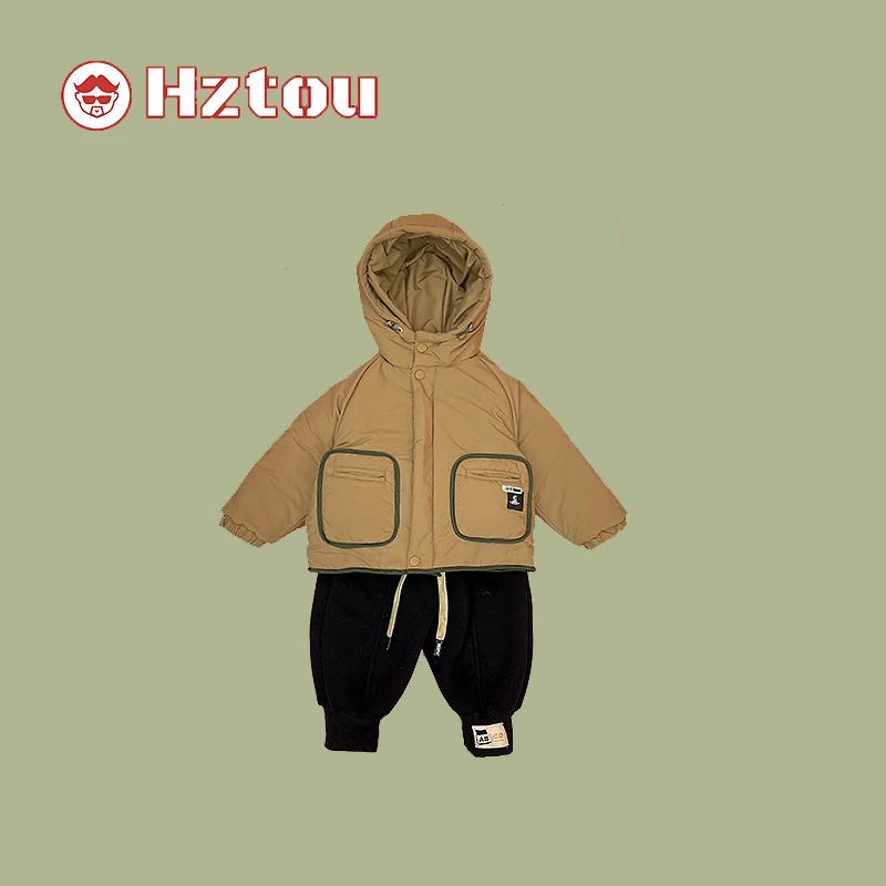 HZT冬季男宝连帽简约帅气韩版棉服HD037