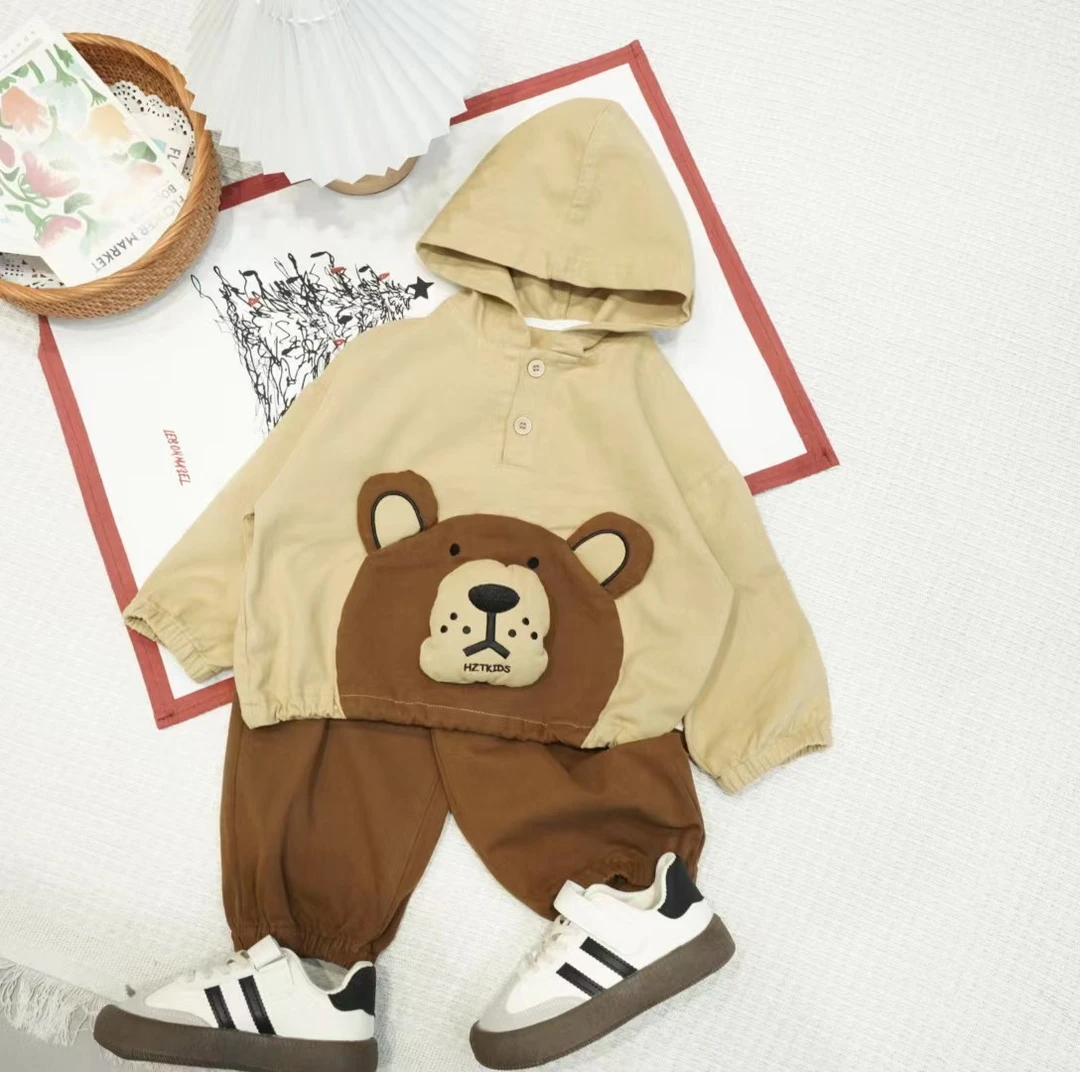 HZT春秋男宝韩版卡通呆萌小熊连帽两件套CH027
