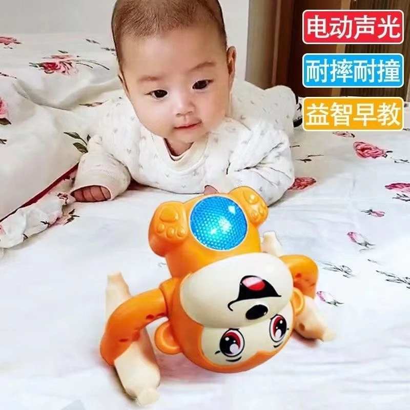 可声控翻滚小猴子儿童灯光音乐电动有声趣味婴儿宝宝学爬动感玩具
